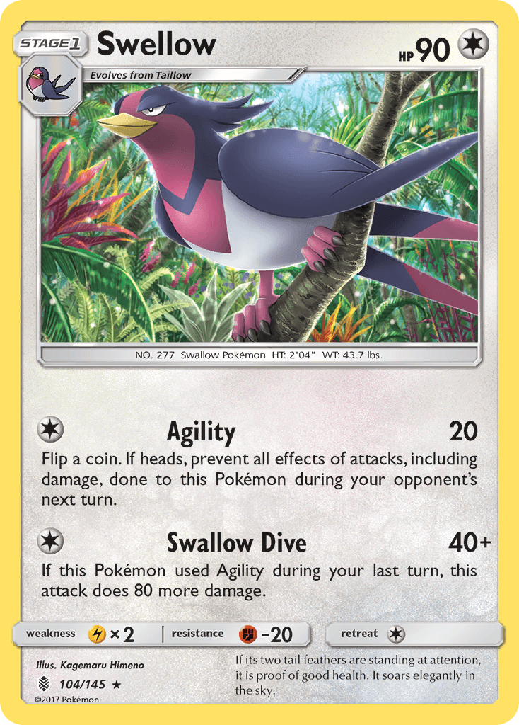 Swellow Guardians Rising card