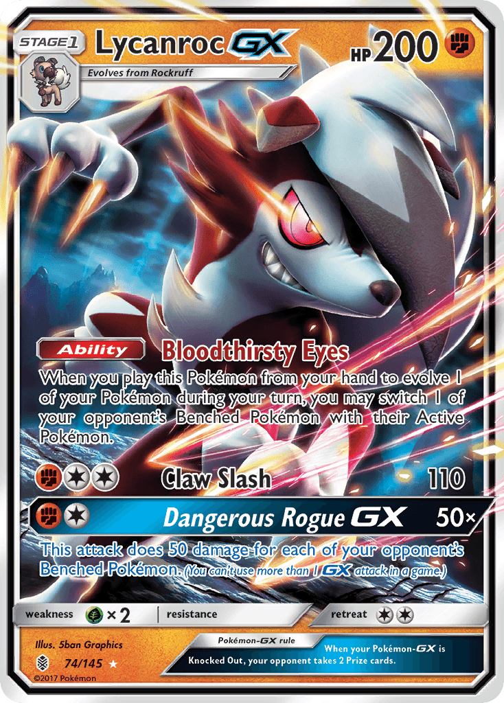 Lycanroc-GX Guardians Rising card