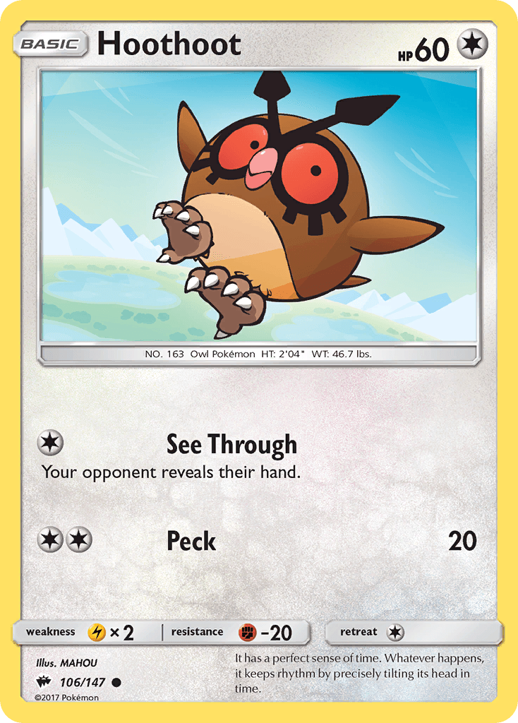 Hoothoot Burning Shadows card