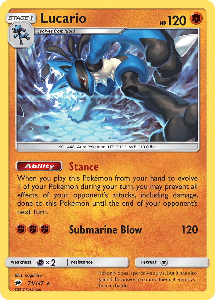 Lucario Burning Shadows card