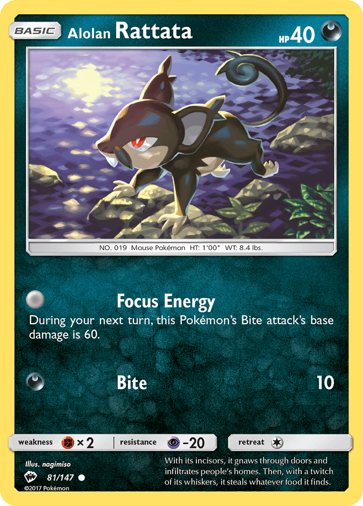 Alolan Rattata Burning Shadows card