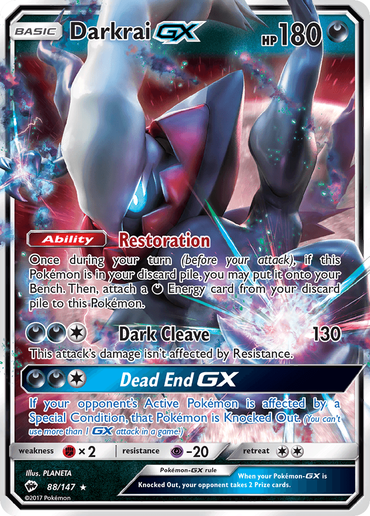 Darkrai-GX Burning Shadows card