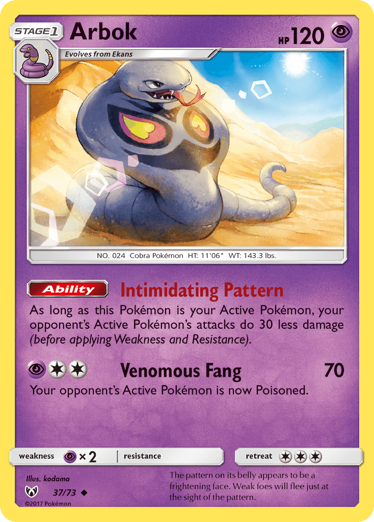 Arbok Shining Legends card