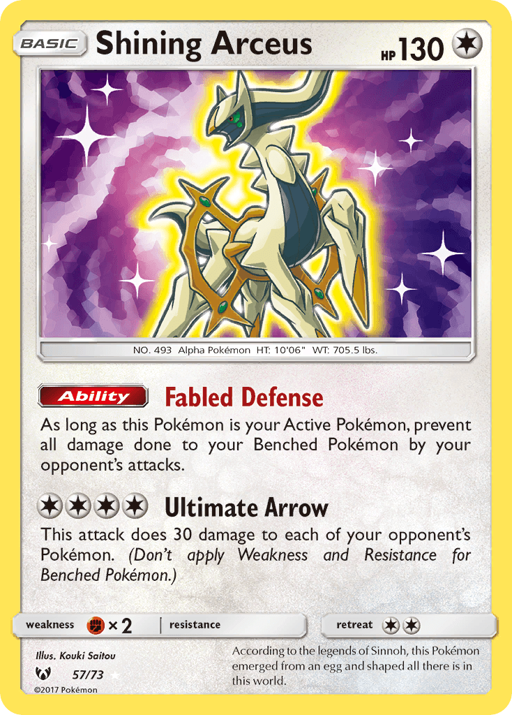 Shining Arceus Shining Legends card