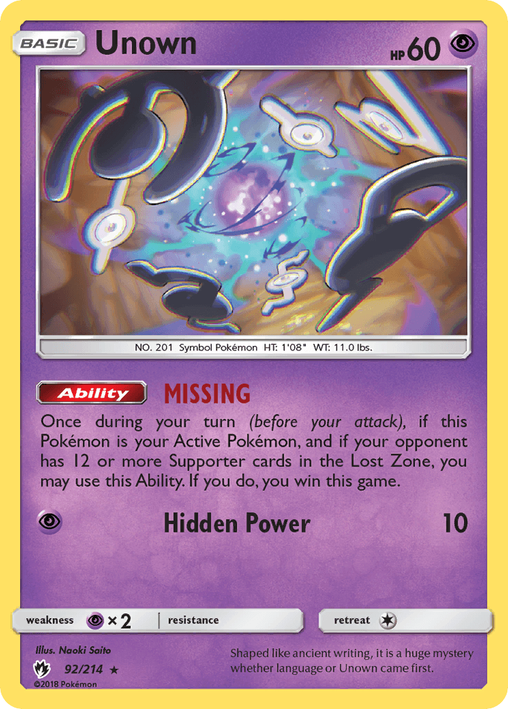 Unown Lost Thunder card