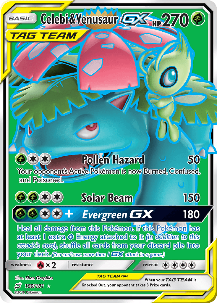 Celebi & Venusaur-GX Team Up card