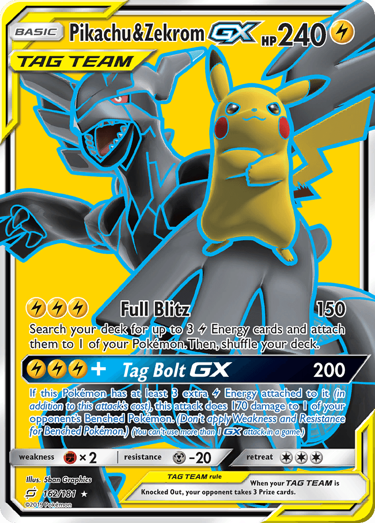 Pikachu & Zekrom-GX Team Up card