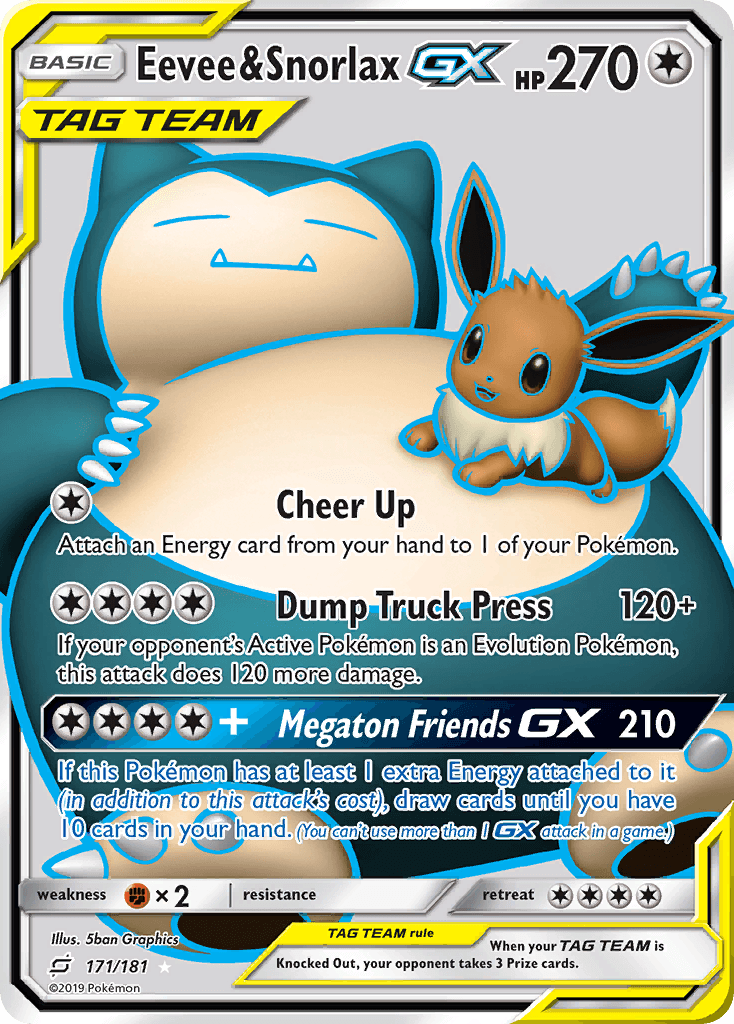 Eevee & Snorlax-GX Team Up card