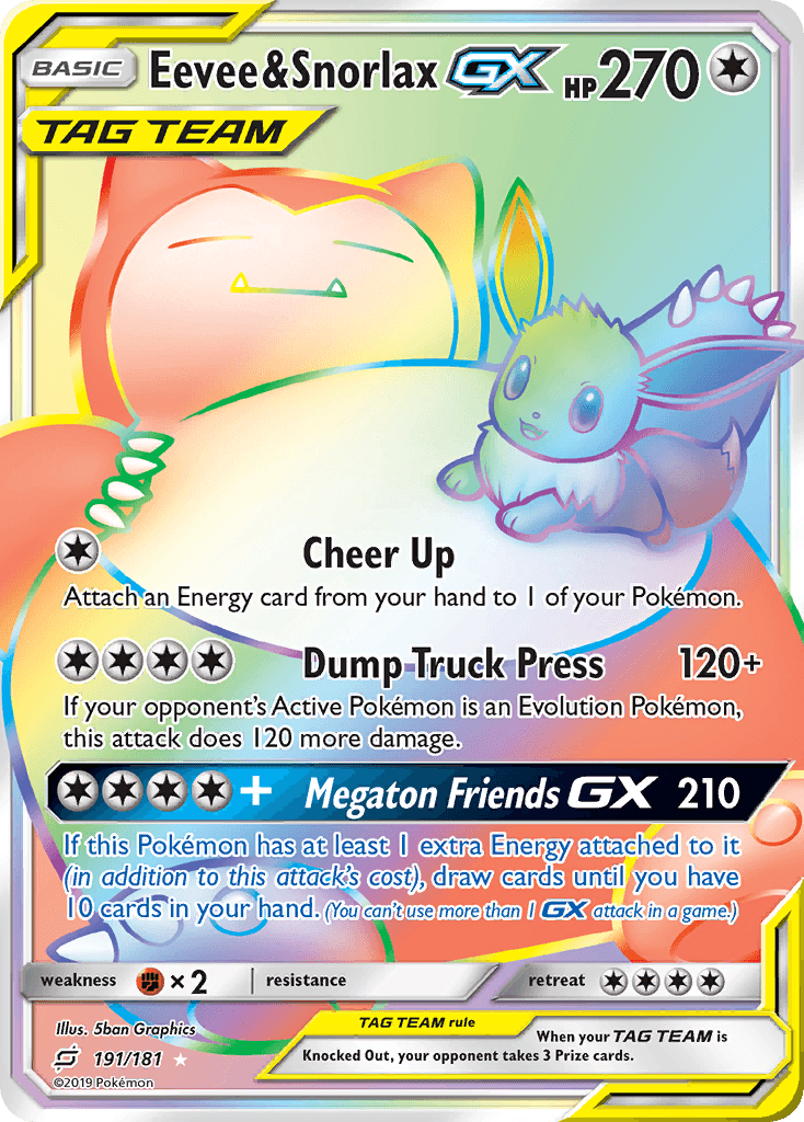 Eevee & Snorlax-GX Team Up card