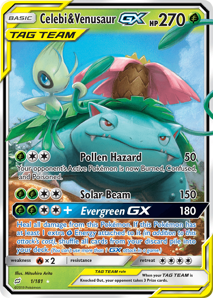 Celebi & Venusaur-GX Team Up card