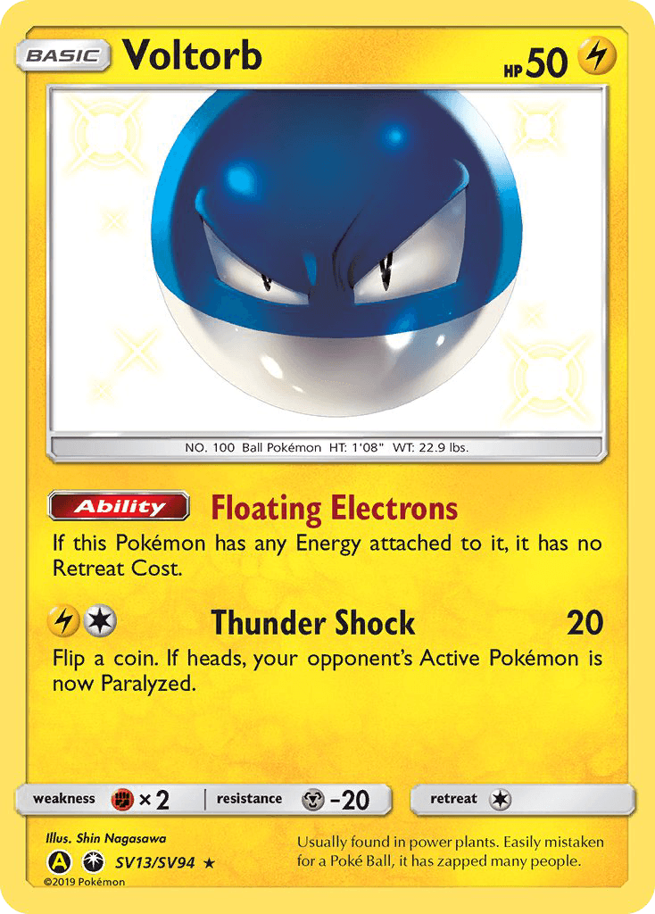 Voltorb Hidden Fates Shiny Vault card