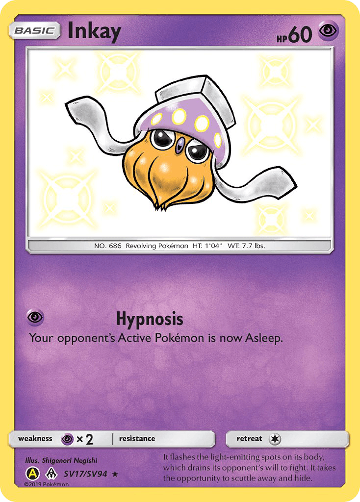 Inkay Hidden Fates Shiny Vault card
