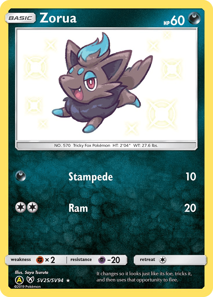 Zorua Hidden Fates Shiny Vault card