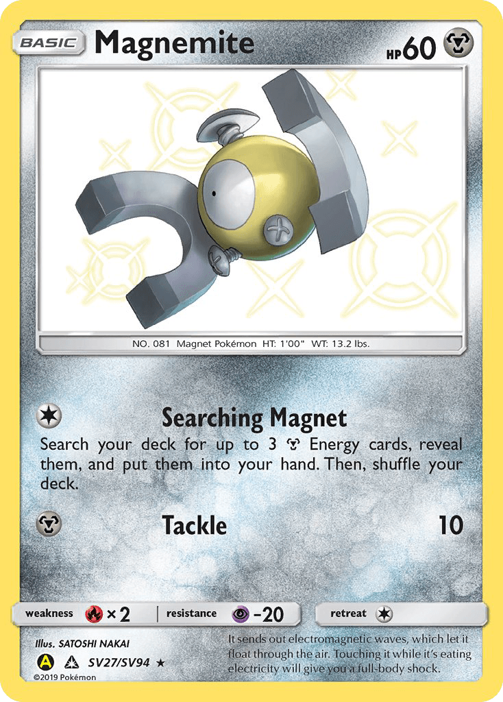 Magnemite Hidden Fates Shiny Vault card