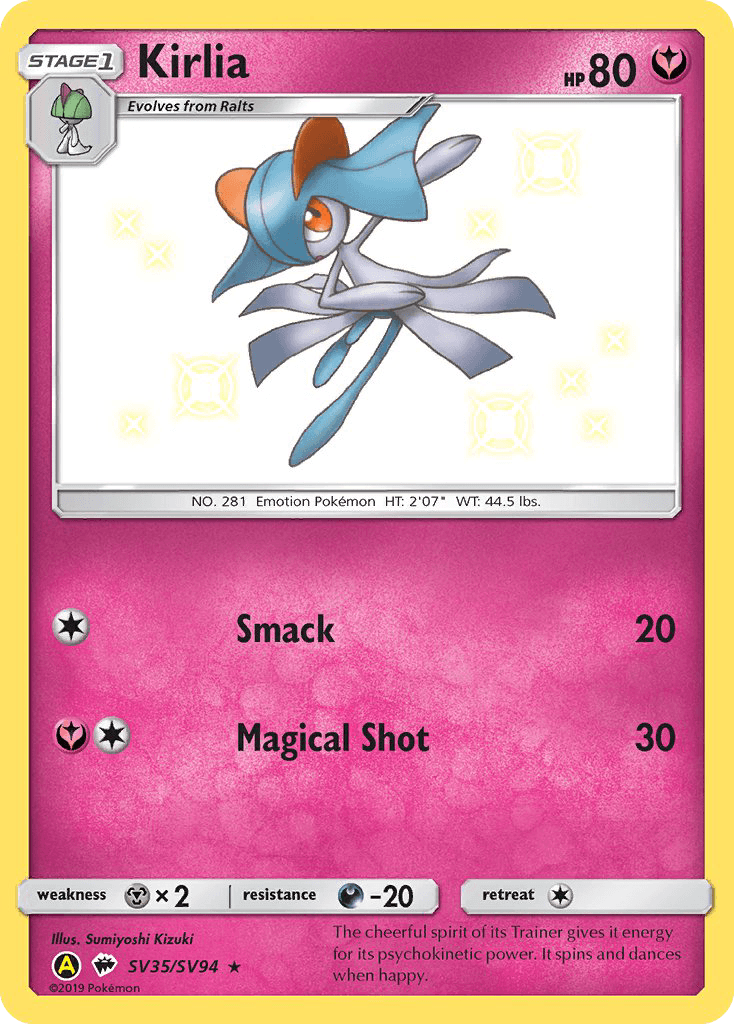 Kirlia Hidden Fates Shiny Vault card