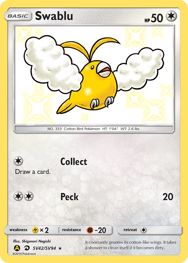 Swablu Hidden Fates Shiny Vault card