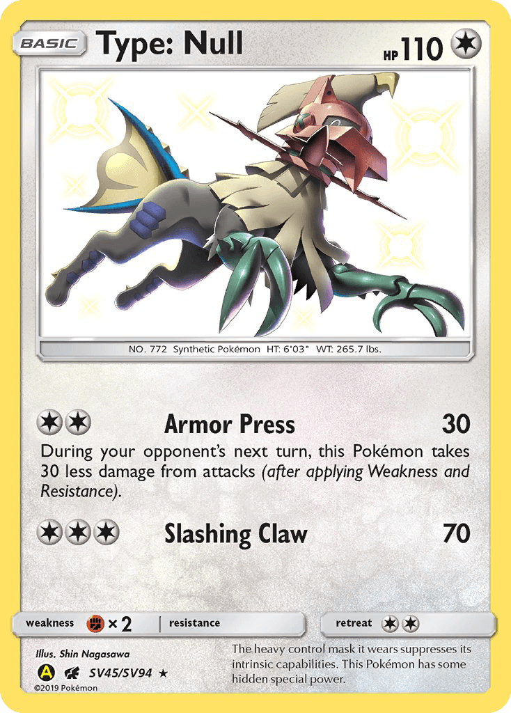 Type: Null Hidden Fates Shiny Vault card