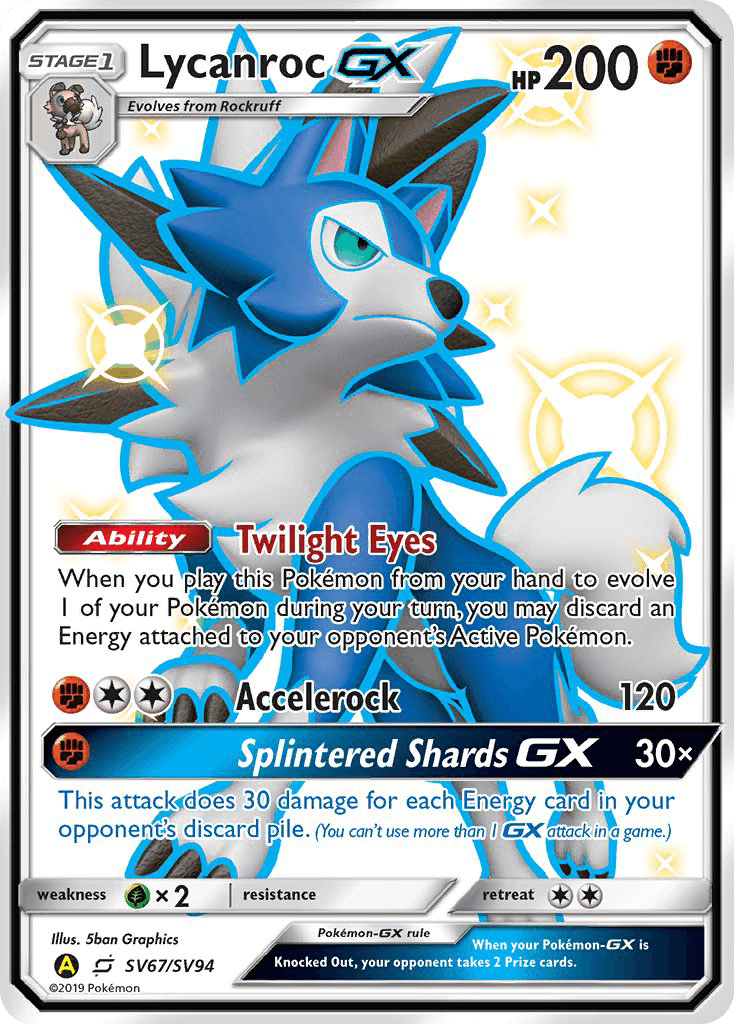 Lycanroc-GX Hidden Fates Shiny Vault card