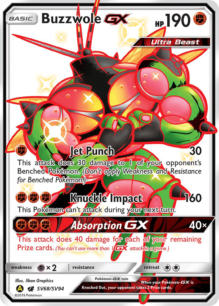 Buzzwole-GX Hidden Fates Shiny Vault card