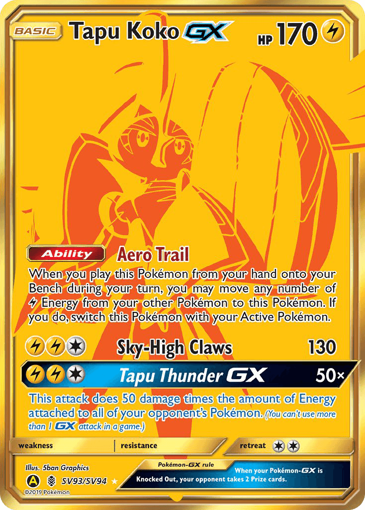 Tapu Koko-GX Hidden Fates Shiny Vault card