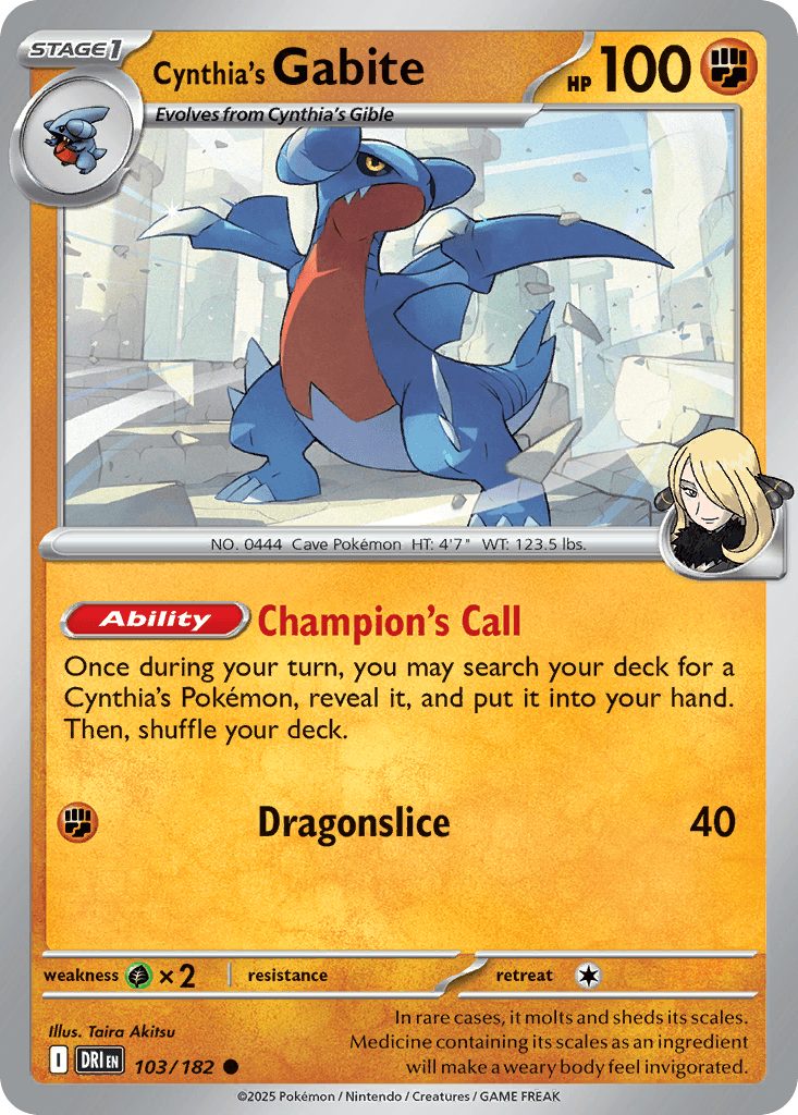 Cynthia's Gabite Destined Rivals card