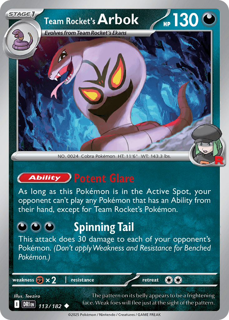 Team Rocket's Arbok Destined Rivals card