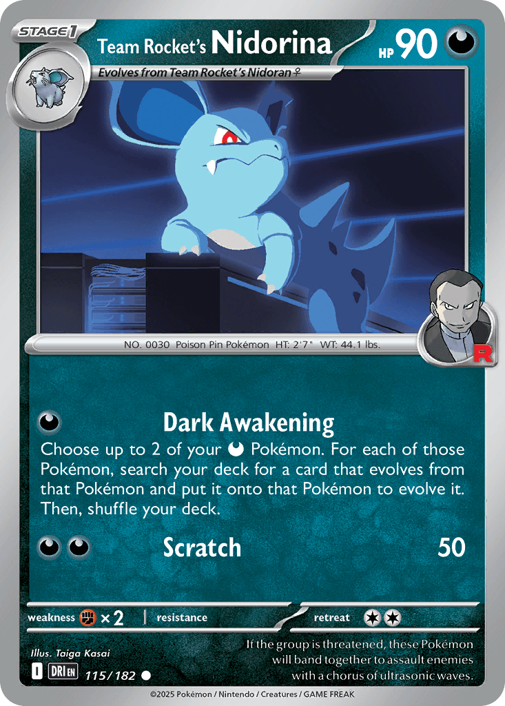Team Rocket's Nidorina Destined Rivals card