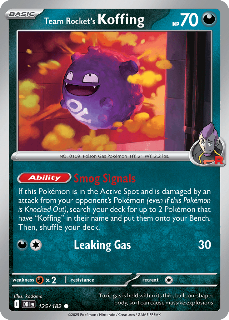 Team Rocket's Koffing Destined Rivals card