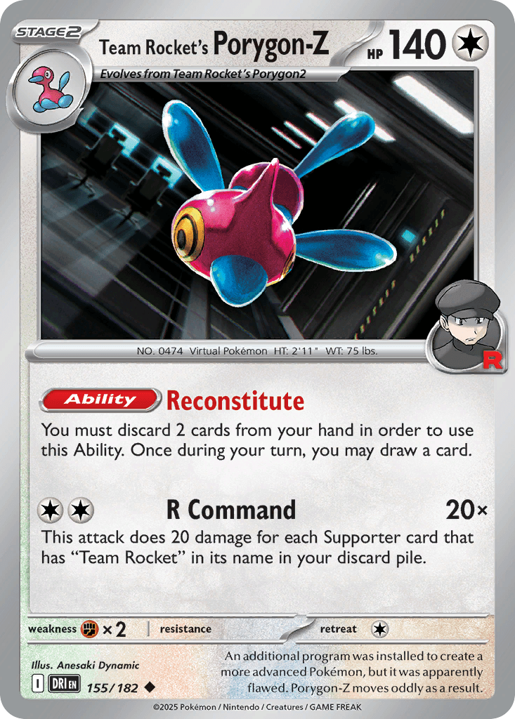 Team Rocket's Porygon-Z Destined Rivals card