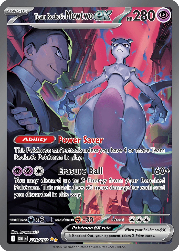 Team Rocket's Mewtwo ex Destined Rivals card