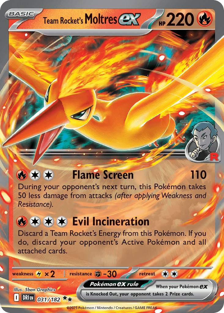 Team Rocket's Moltres ex Destined Rivals card