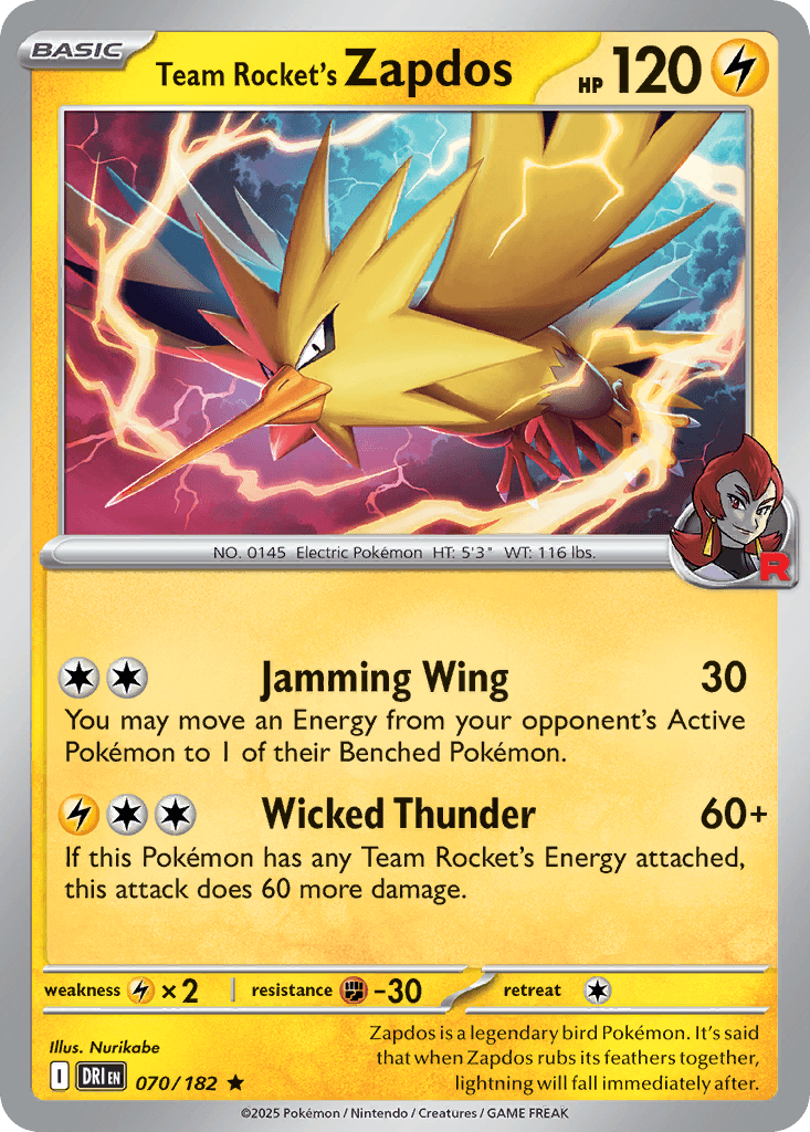 Team Rocket's Zapdos Destined Rivals card