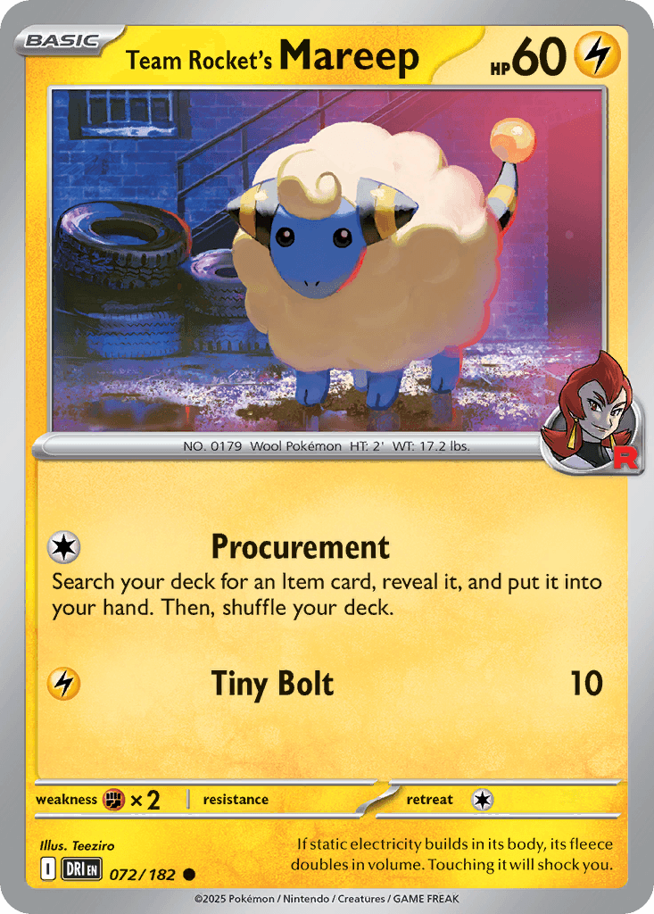 Team Rocket's Mareep Destined Rivals card