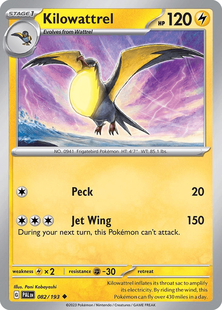 Kilowattrel Paldea Evolved card