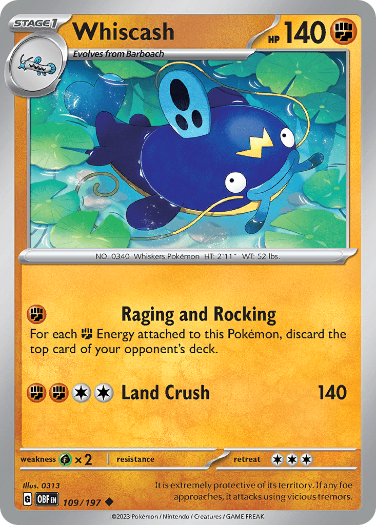 Whiscash Obsidian Flames card