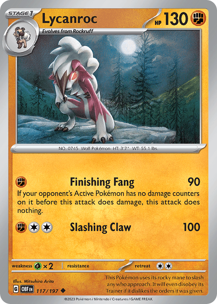 Lycanroc Obsidian Flames card