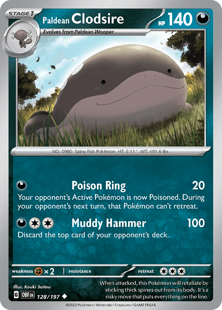 Paldean Clodsire Obsidian Flames card