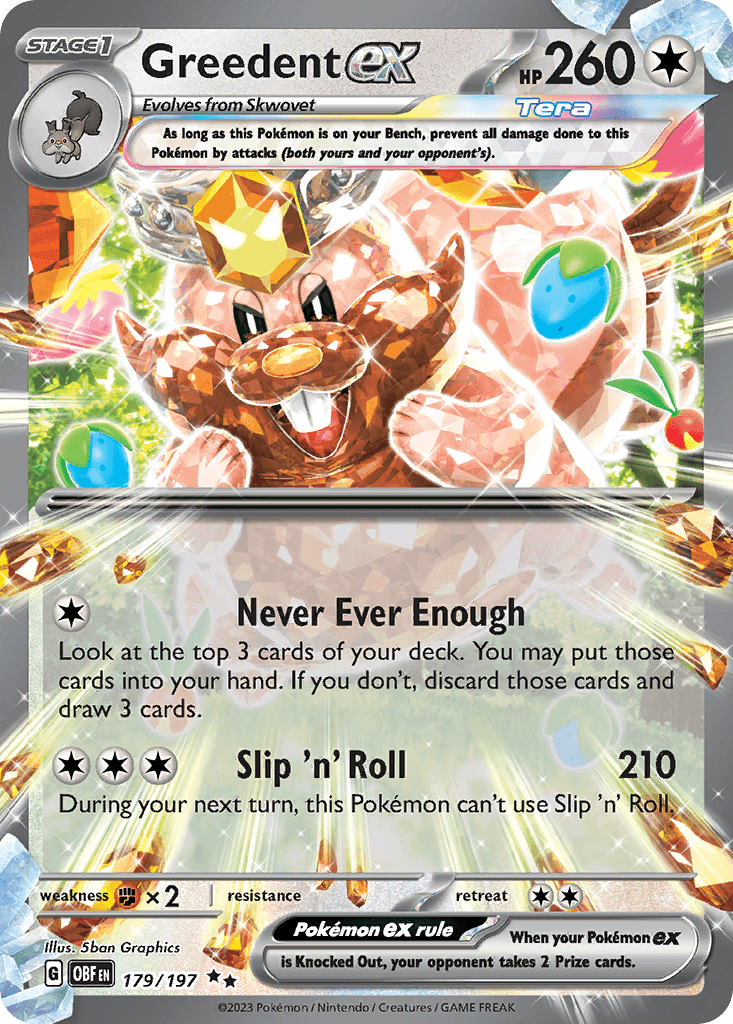Greedent ex Obsidian Flames card