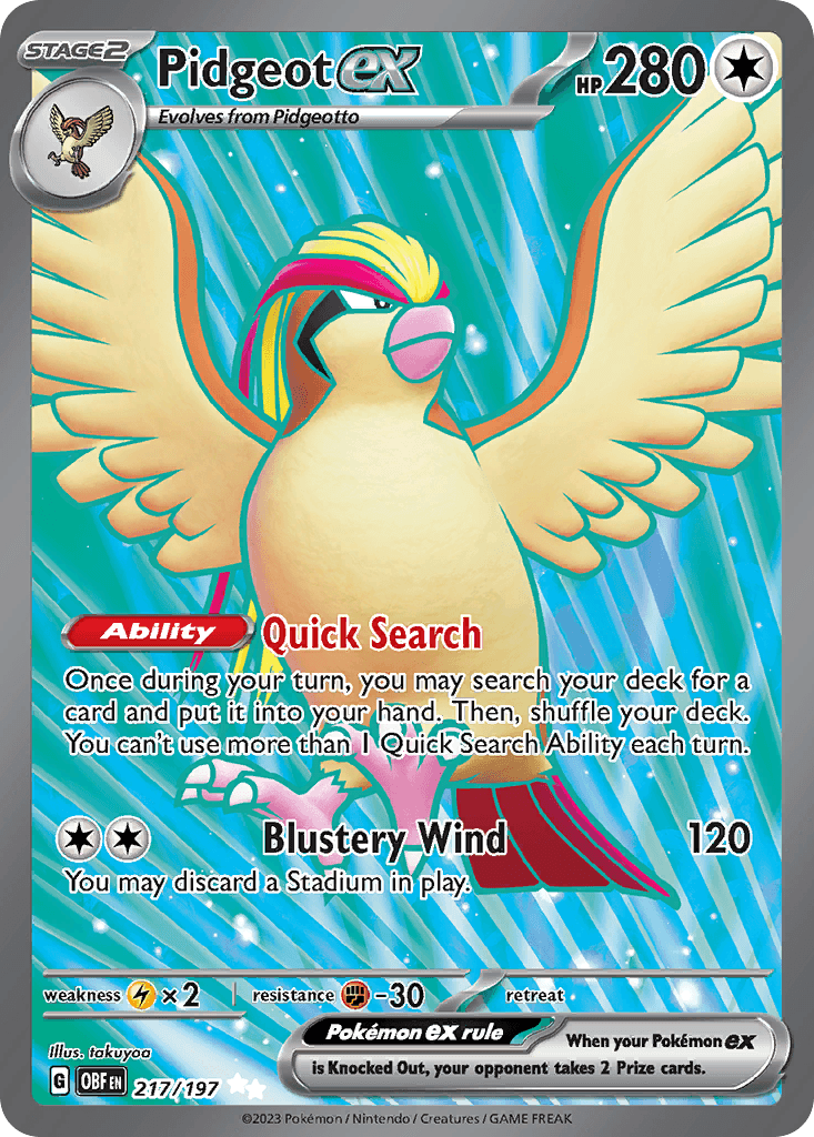 Pidgeot ex Obsidian Flames card