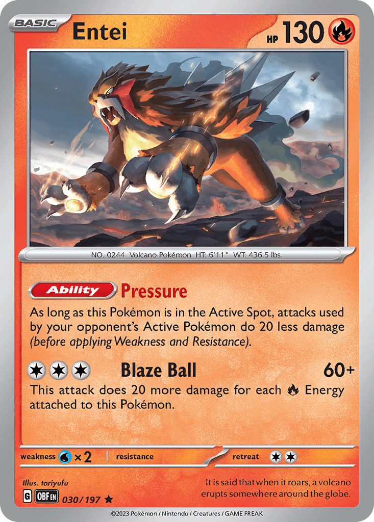 Entei Obsidian Flames card