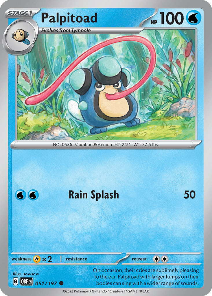 Palpitoad Obsidian Flames card