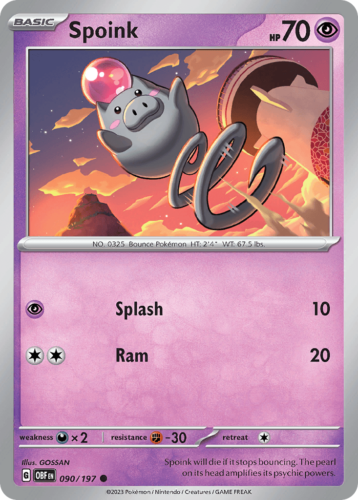 Spoink Obsidian Flames card