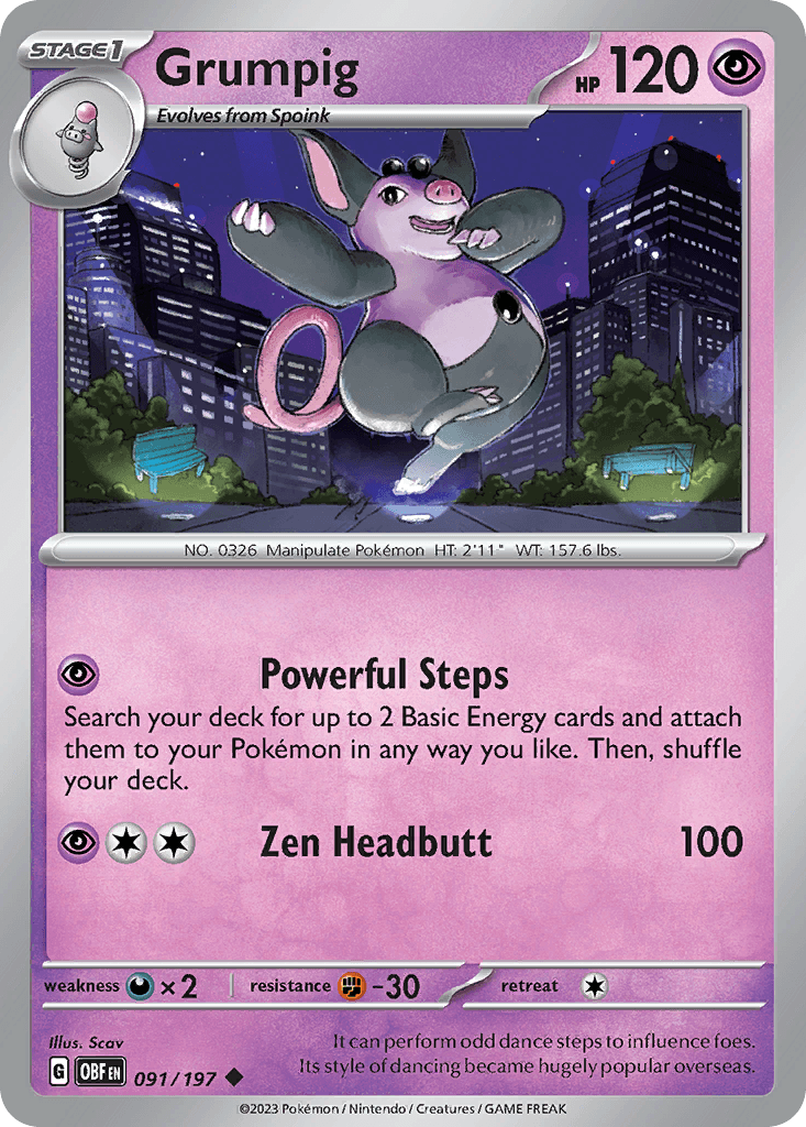 Grumpig Obsidian Flames card