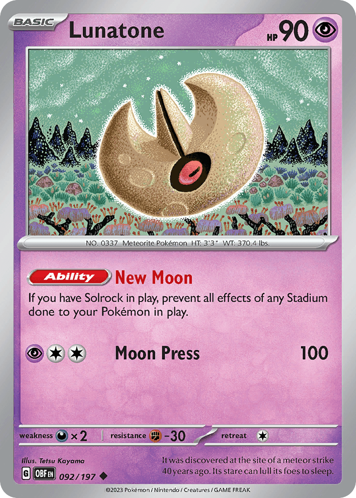 Lunatone Obsidian Flames card
