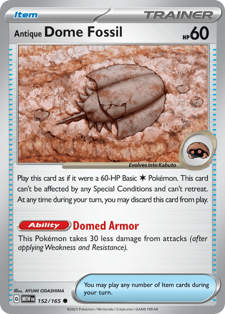 Antique Dome Fossil 151 card