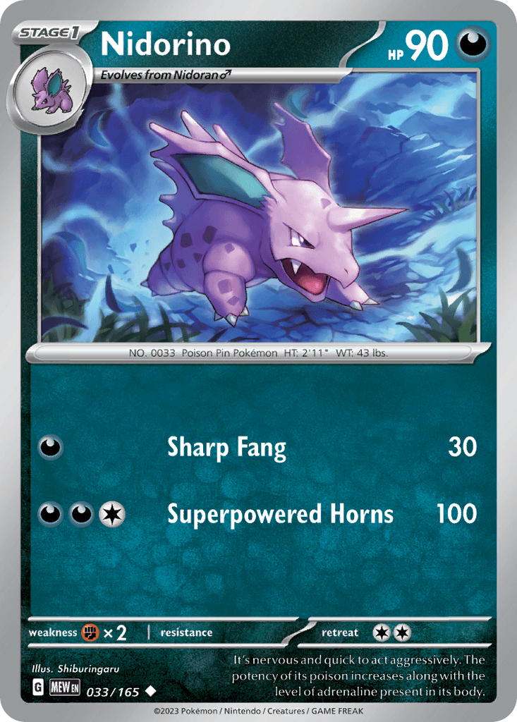 Nidorino 151 card