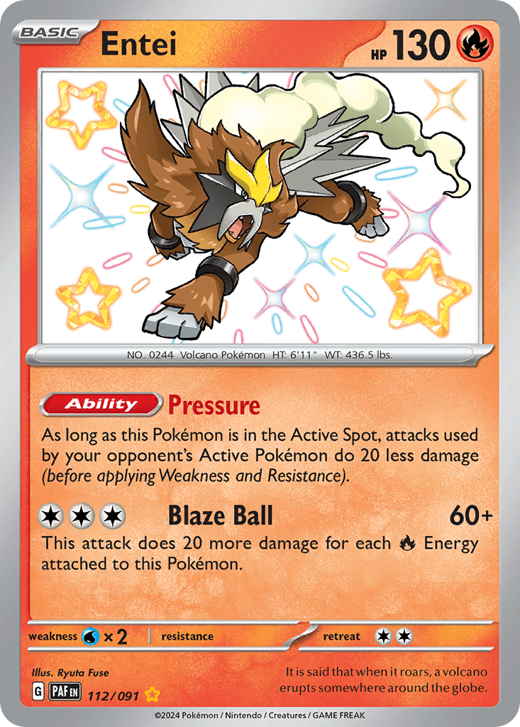 Entei Paldean Fates card