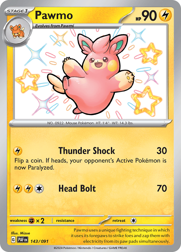 Pawmo Paldean Fates card
