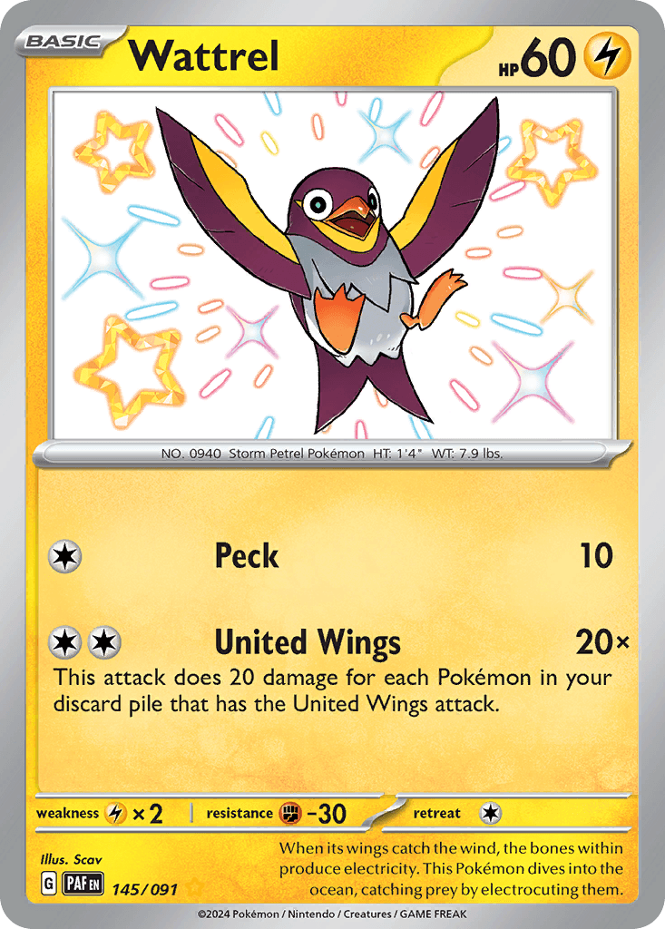 Wattrel Paldean Fates card