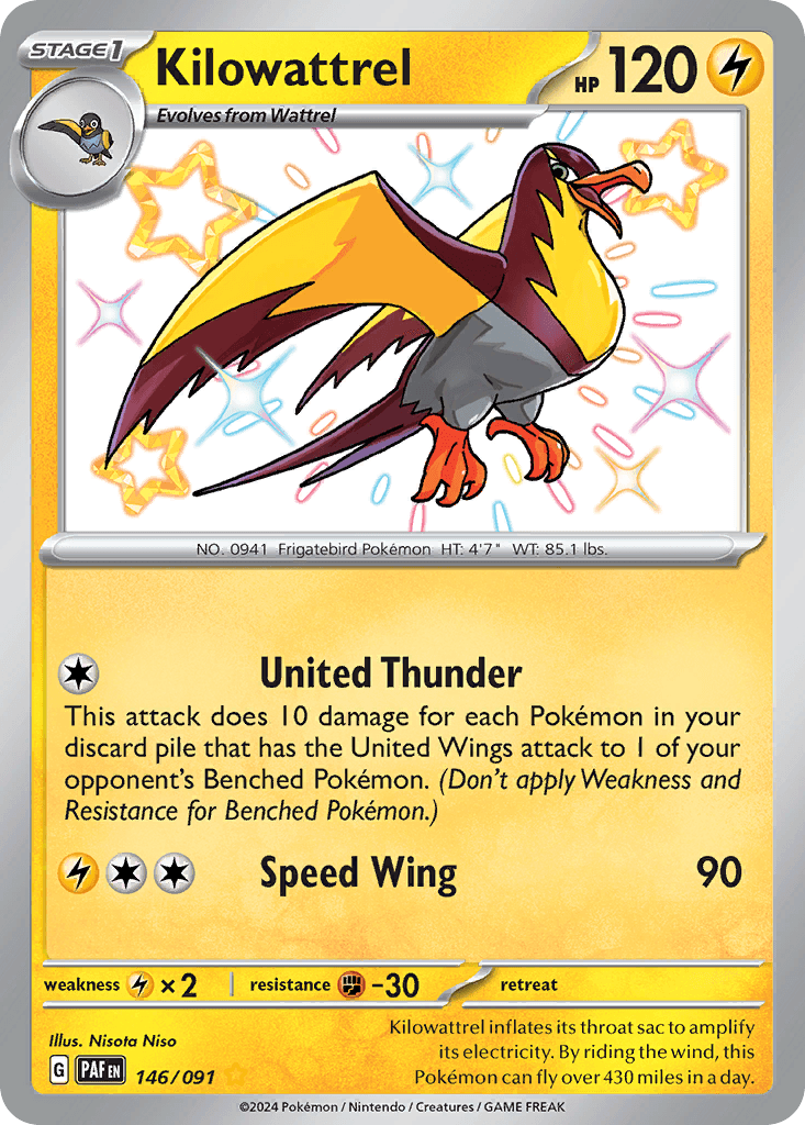 Kilowattrel Paldean Fates card